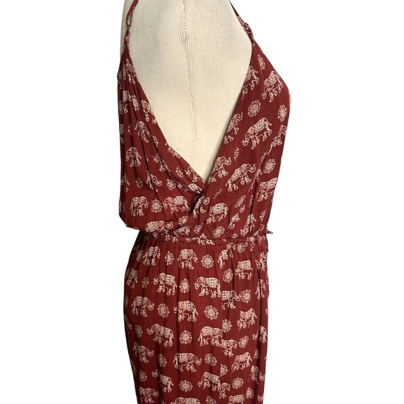Forever 21 brown elephant print sleeveless jumpsuit size M - Picture 8 of 13